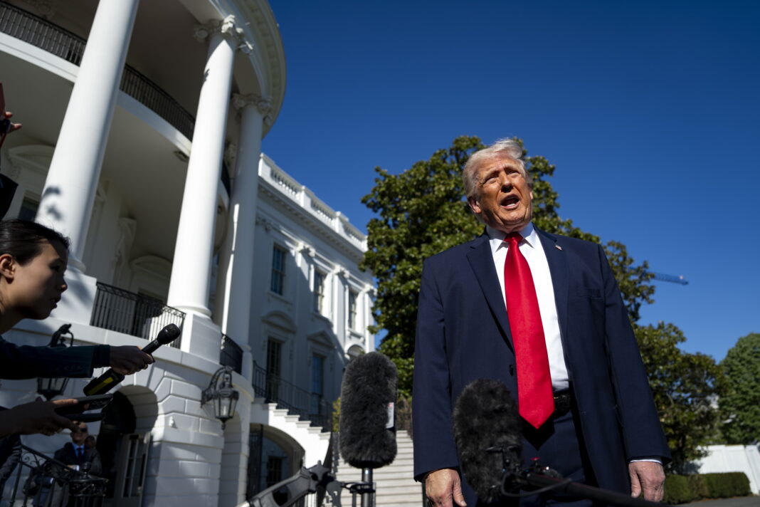 US President Donald Trump departs the White House for Miami, Florida